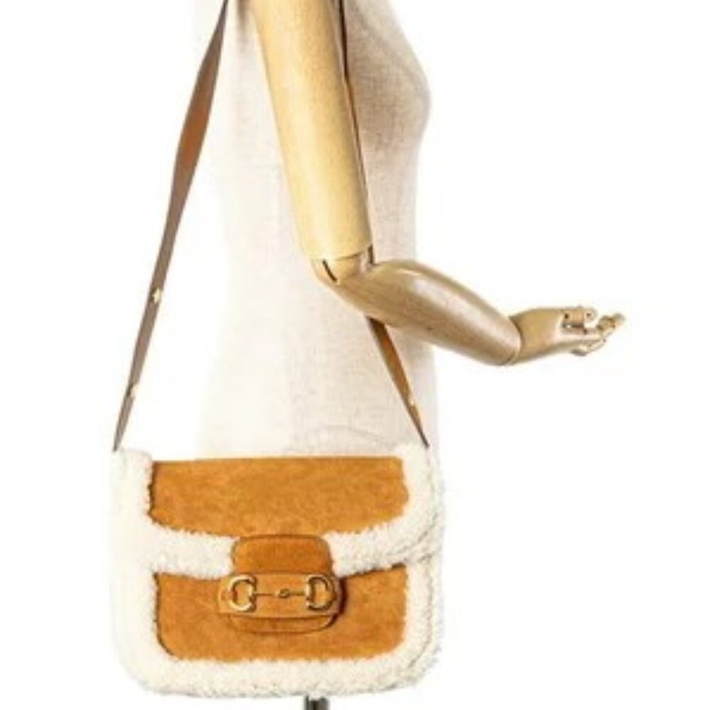 🔥🔥Gucci Horsebit 1955 Shoulder Bag 602204 Suede Mouton - Picture 6 of 13